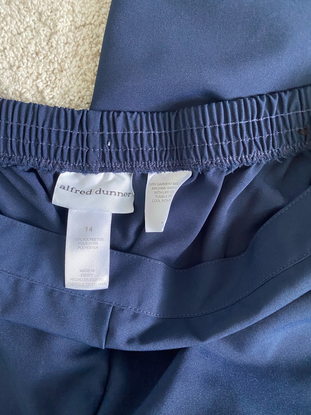 Alfred Dunner Navy Wide-Leg Pants Elastic Waistband - Picture 3 of 4